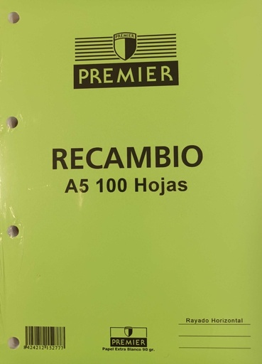 RECAMBIO A5 100H 4 TALADROS 90G HORIZONTAL C/M PREMIER