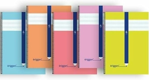 PAQ/5 CUADERNO ESPIRAL Fº 80H 90G 5MM CUADROVIA PP ERIGGAN