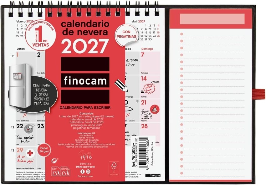 Calendario escribir con iman xs 2027 140x150 mm.