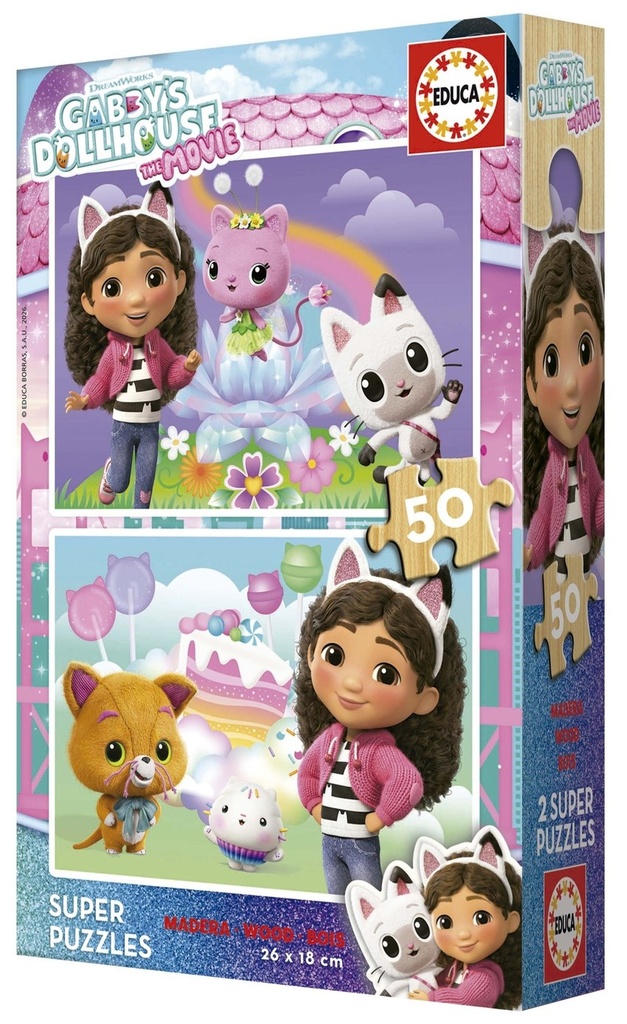 PUZZLE 2X50 PIEZAS MADERA GABBYS DOLLHOUSE