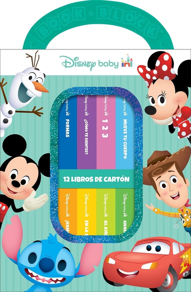 DISNEY BABY: MI PRIMERA BIBLIOTECA - 12 LIBROS DE CARTÓN - BLOQUE DE LIBROS - PI KIDS
