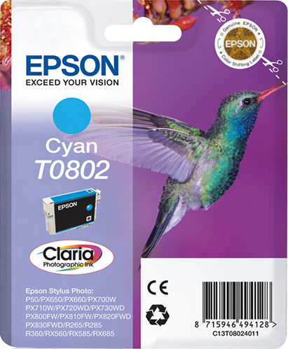 Hummingbird Cartucho T0802 cian