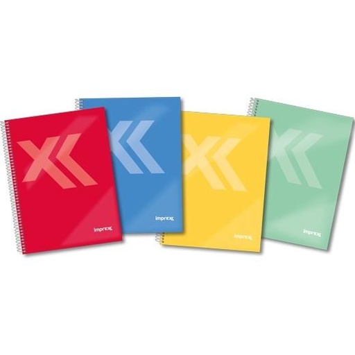 [IMP0108] IMPREX CUADERNO ESPIRAL TAPA FORRADA FOLIO 80H 90GR 4X4 ROJO - Pack de 4 unidades