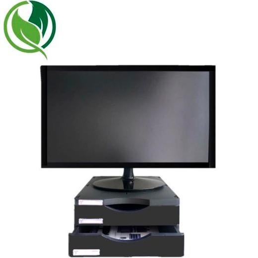 [6611M1 NE] ARCHIVO 2000 SOPORTE MONITOR ERGOSOSTENIBLE CON 2 CAJONES NEGRO