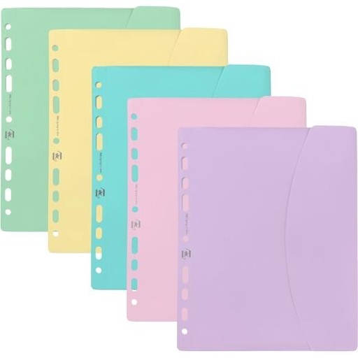 [400185546] OXFORD SOBRE MULTITALADRO CON VELCRO LIVE&GO A5+ PLÁSTICO FLEXIBLE OPACO C/SURTIDOS PASTEL