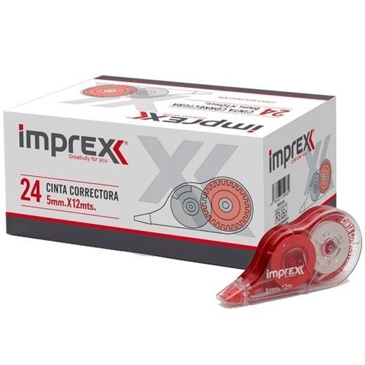 [IMP0129] IMPREX CINTA CORRECTORA 5MM X 12M BLISTER - Pack de 24 unidades
