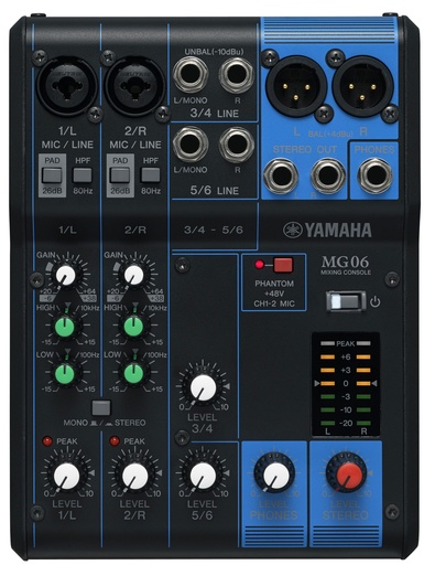 [MG06] MG06 mezclador DJ 6 canales Negro