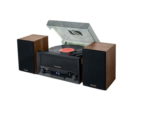[MT-120MB] MT-120 MB Minicadena de música para uso doméstico Negro, Transparente, Madera Manual