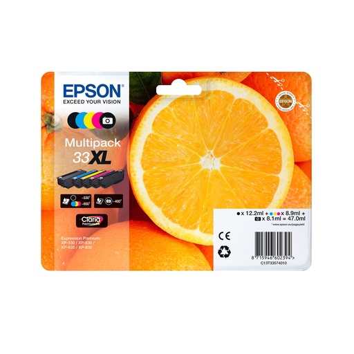 [C13T33374011] Oranges Tinta multipack 5 colores 33 Claria Premium Naranjas