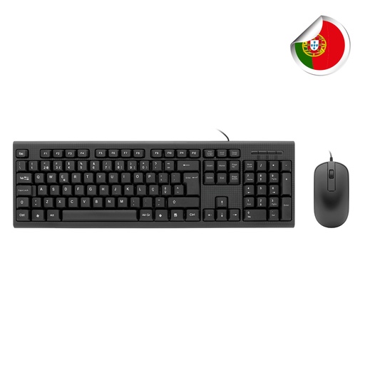 [COO-KTR-02UPT] KIT DE TECLADO+RATON USB PORTUGUES MEMBRANA+OPTICO 1000 DPI RESISTENTE A SALPICADURAS