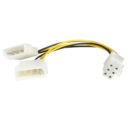 [LP4PCIEXADAP] Cable de 15cm Adaptador de Alimentación de LP4 a PCI Express de 6 Pines para Tarjeta Gráfica