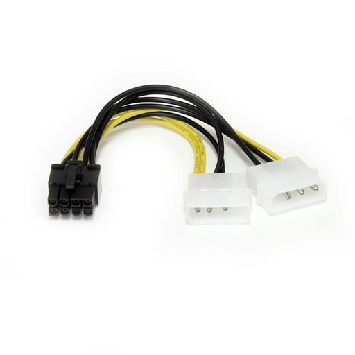 [LP4PCIEX8ADP] Cable de 15cm Adaptador de Alimentación de LP4 a PCI Express PCIe de 8 Pines para Tarjeta Gráfica