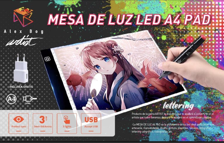 Mesa de luz led a4 pad artist