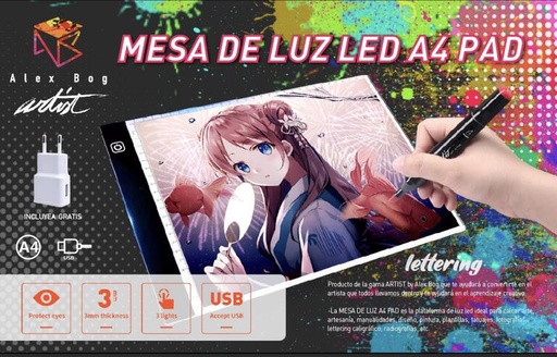 Mesa de luz led a4 pad artist