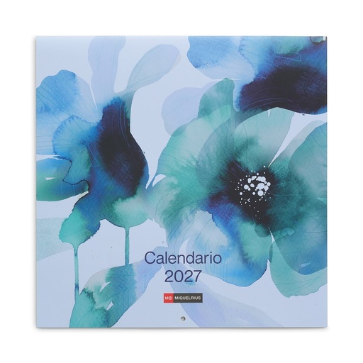 Calendario pared 30x30cm acuarela 2027