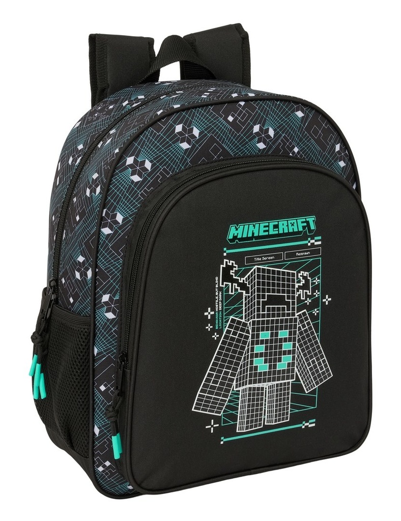 MOCHILA JUNIOR ADAPTABLE A CARRO MINECRAFT SCREEN 32x38x12cm
