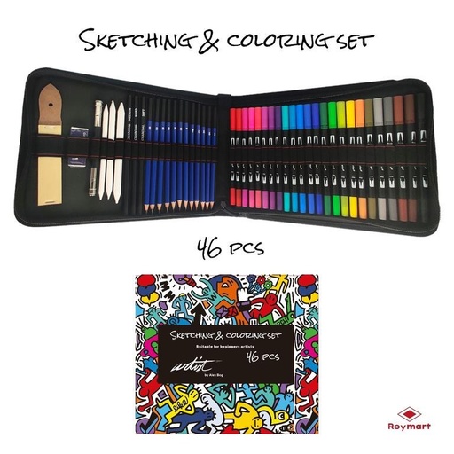Estuche 46 piezas sketch con rotuladores doble punta