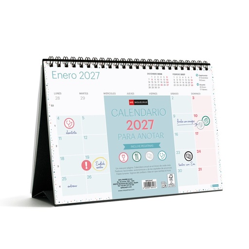 Calendario sobremesa a5 lovely 2027
