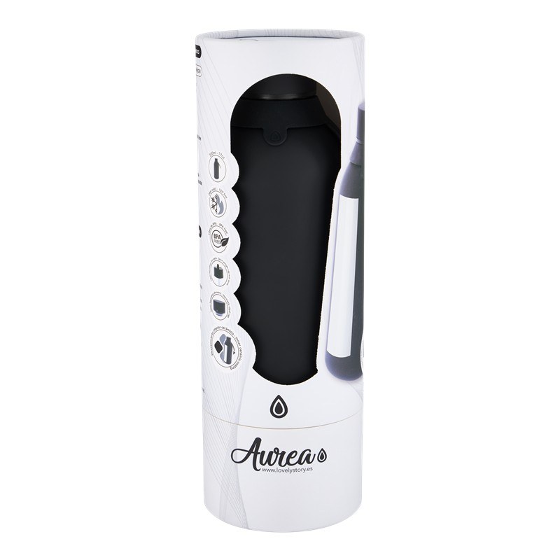 Botella lisa interior ceramico con 2 tapones 500ml black