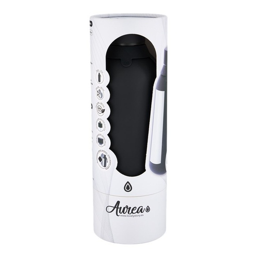 Botella lisa interior ceramico con 2 tapones 500ml black