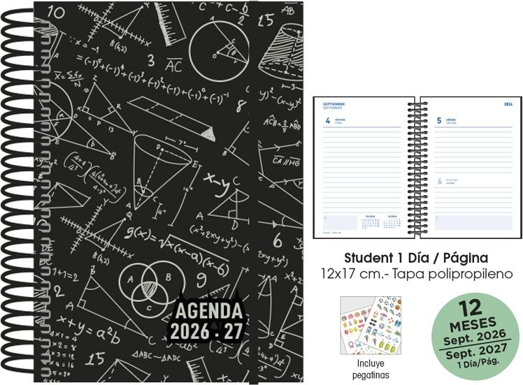 AGENDA ESCOLAR 26-27 STUDENT 12X17 DP MATHS NEGRO