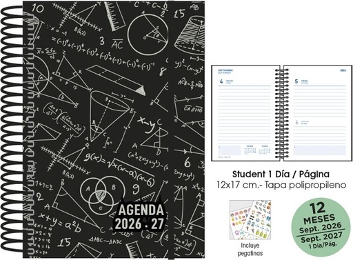 AGENDA ESCOLAR 26-27 STUDENT 12X17 DP MATHS NEGRO