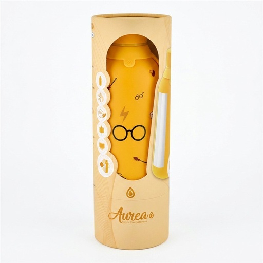 Botella termica interior ceramico 2 tapones 500ml mostaza wizard school