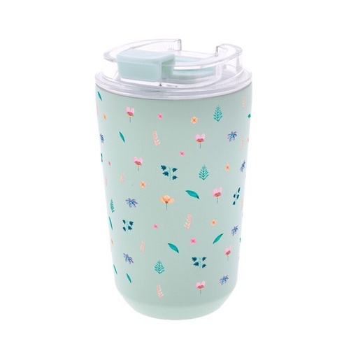 VASO TERMICO INTERIOR CERAMICO 400ML  MINT LITTLE BLOOM
