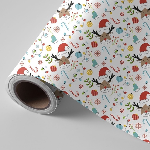 Bobina papel regalo navidad rudolf 62cmx4kg