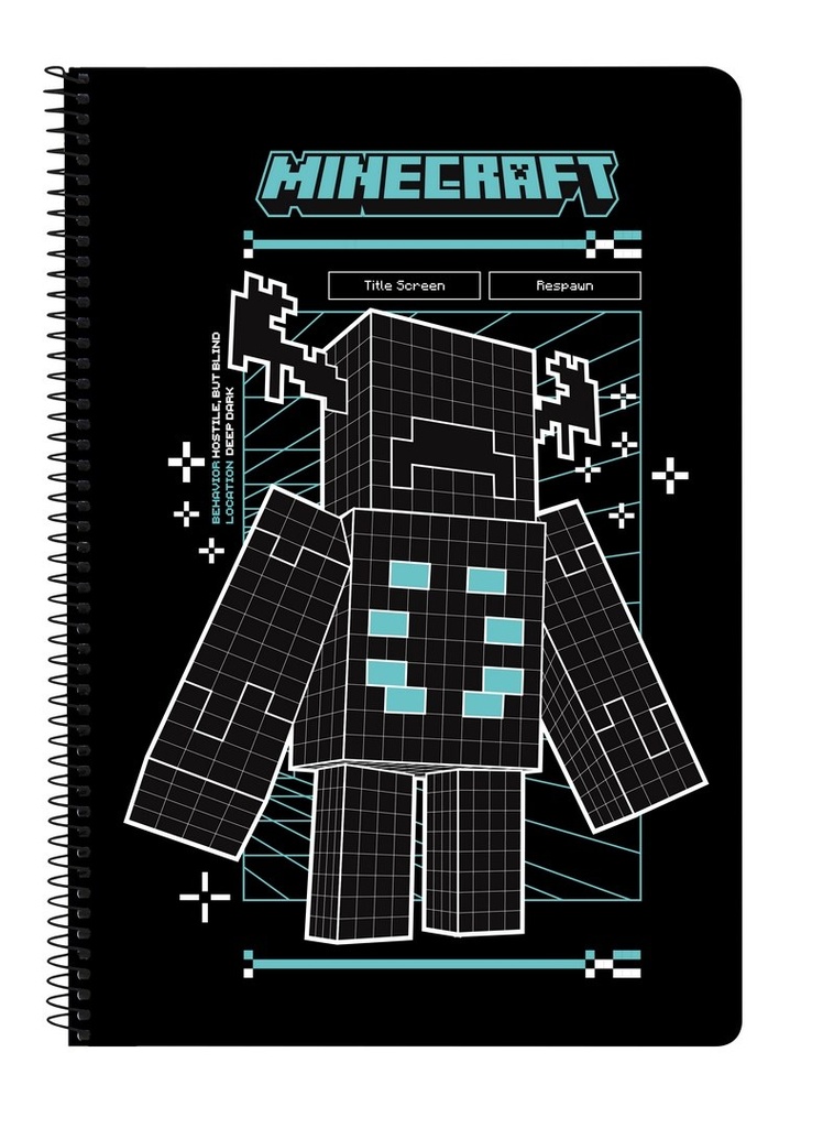CUADERNO FOLIO 80H TAPAS DURAS MINECRAFT SCREEN 21,5x31x1cm