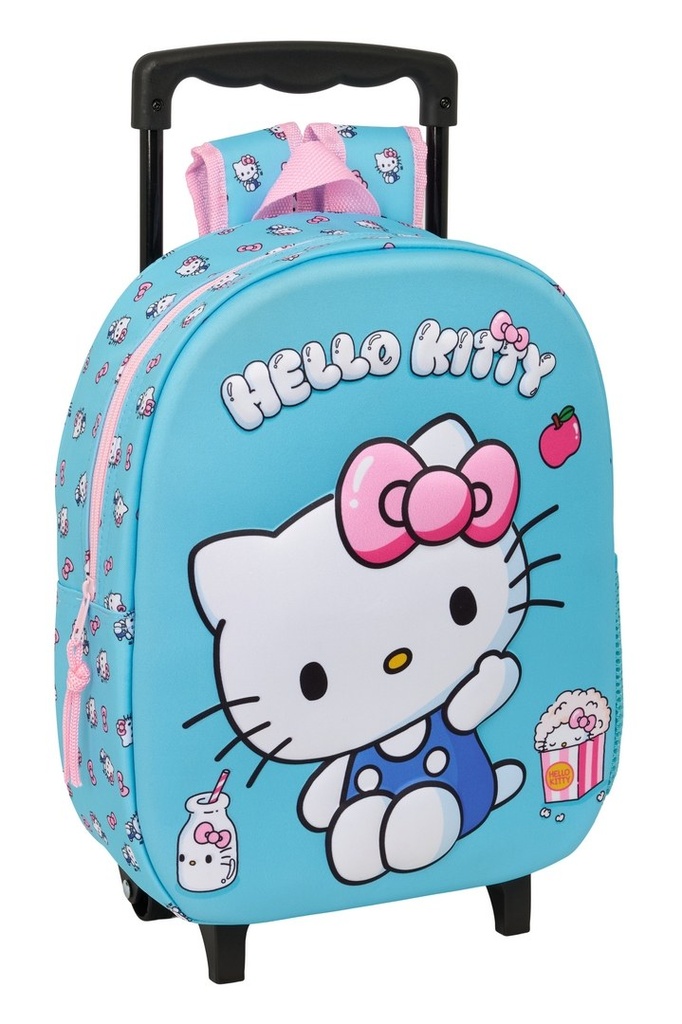 MOCHILA 3D CON RUEDAS HELLO KITTY 27x33x10cm