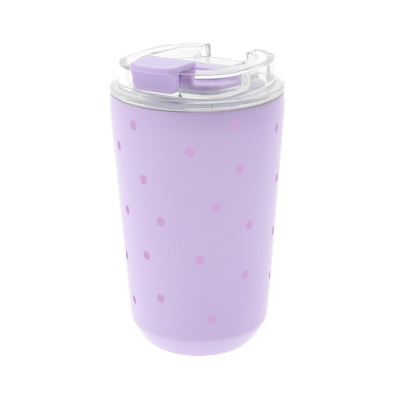 VASO TERMICO INTERIOR CERAMICO 400ML LILAC PASTEL DOTS