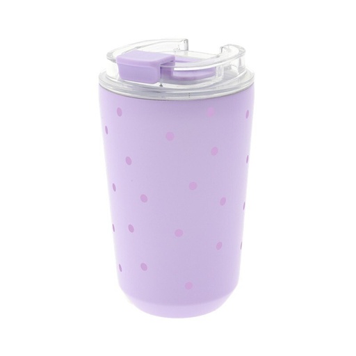 VASO TERMICO INTERIOR CERAMICO 400ML LILAC PASTEL DOTS