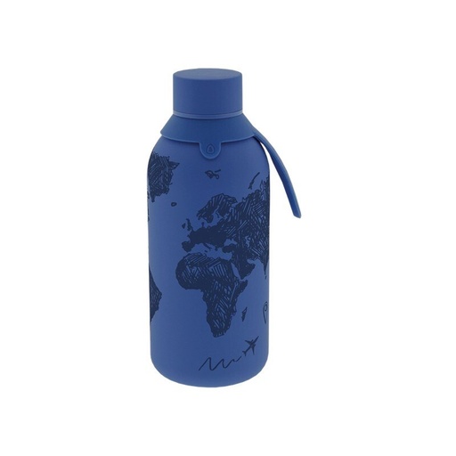 Botella termica interior ceramico 2 tapones 500ml sketch maps dark blue