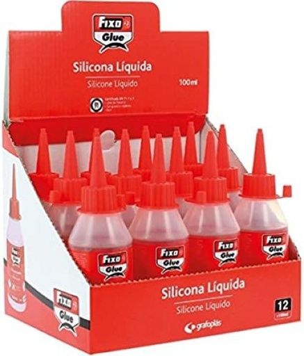 C/12 BOTE COLA DE SILICONA LIQUIDA 100ML FIXO