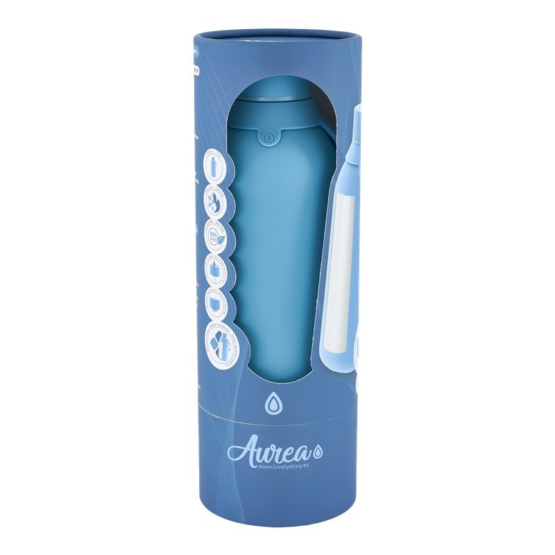 Botella lisa interior ceramico con 2 tapones 500ml petro blue