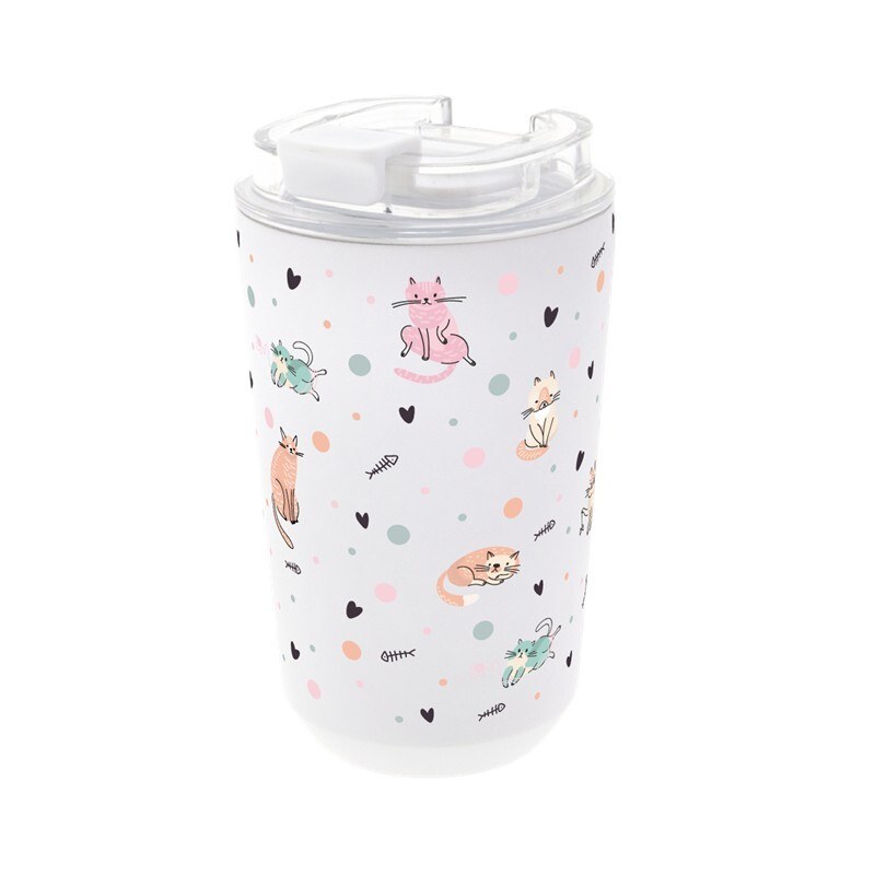 VASO TERMICO INTERIOR CERAMICO 400ML ICE DOT &amp;MEOW