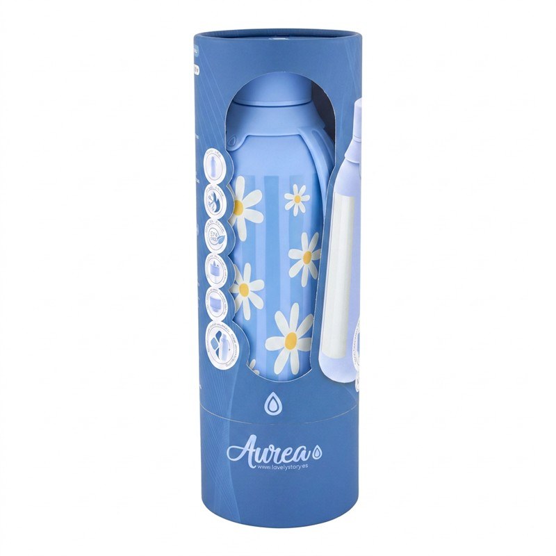 Botella termica interior ceramico 2 tapones 500ml sky floral picnic