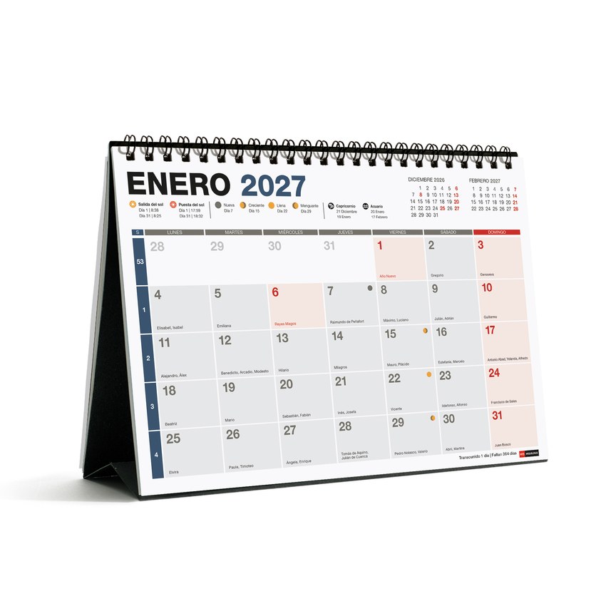 Calendario sobremesa a5 completo 2026