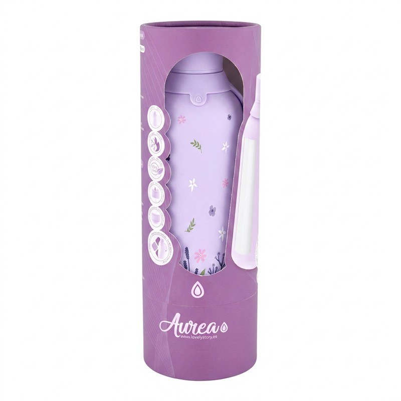 Botella térmica interior ceramico 2 tapones 500ml lila sweet breeze