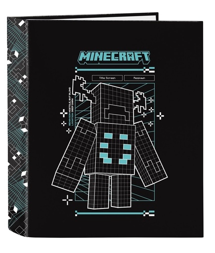 CARPETA FOLIO 4 ANILLAS 35MM LOMO ANCHO MINECRAFT SCREEN 27x33x6cm