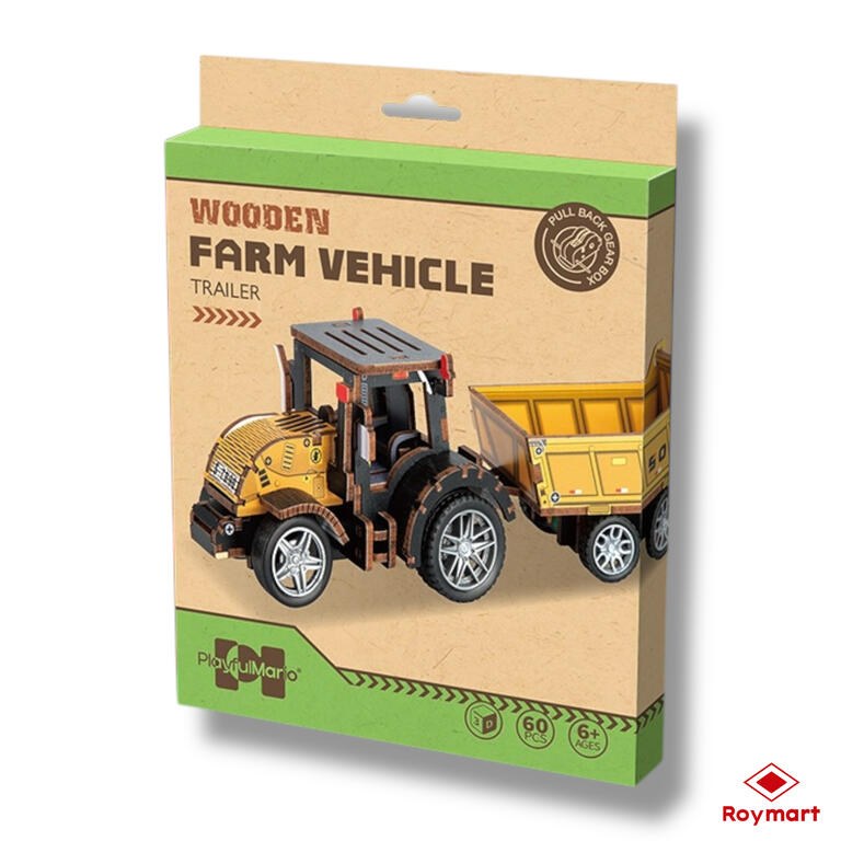 Puzzle madera 60 piezas tractor con carro