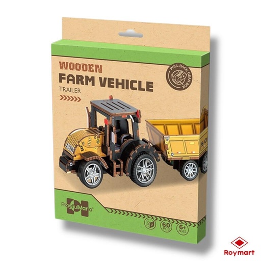 Puzzle madera 60 piezas tractor con carro