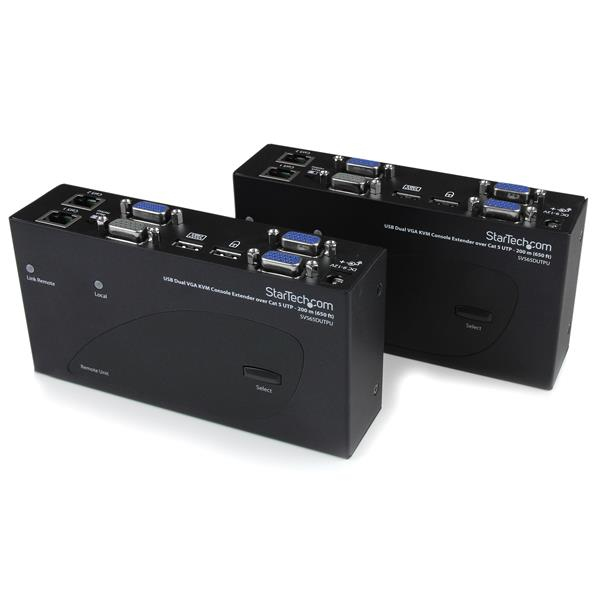 Extensor de Consola KVM por Cat 5 Ethernet (200m) con USB y Vídeo VGA Doble