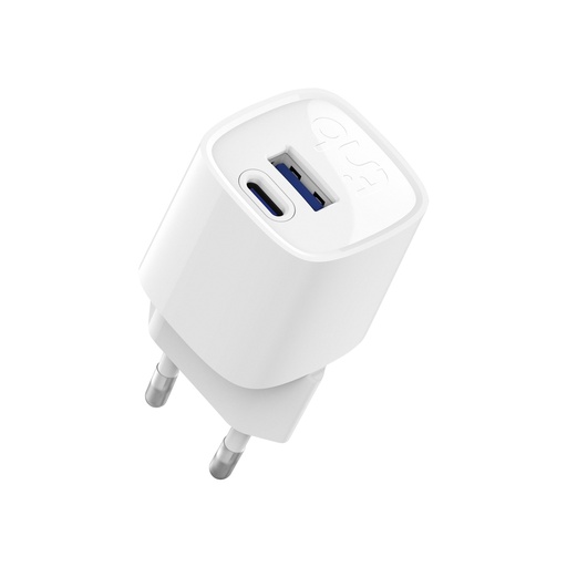 [CHTINY30W] Cargador GAN 30W USB-C + USB-A Power Delivery Mains Charger - Blanco
