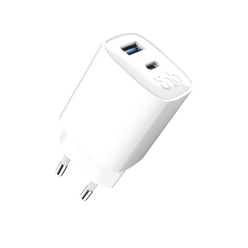 [CHGAN45W] Cargador 1 USB-C +1 USB-A GAN 45W mains charger - Blanco