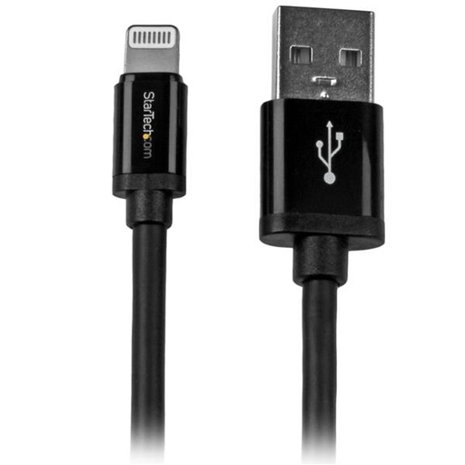 [USBLT2MB] Cable 2m Lightning 8 Pin a USB A 2.0 para Apple iPod iPhone 5 iPad - Negro