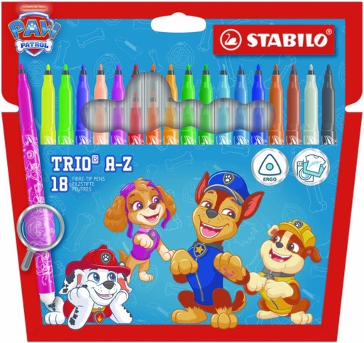 ESTUCHE 18 ROTULADORES STABILO TRIO PAW PATROL