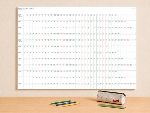Planner de pared a1 curso 2026-27 84x59.4 cm.