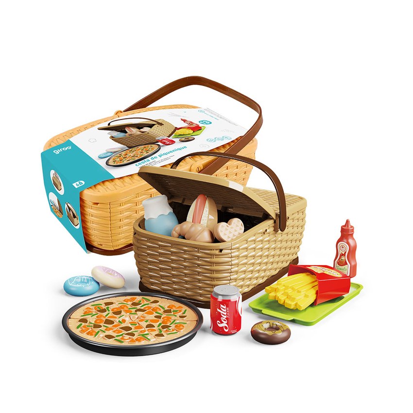 CESTA DE PICNIC CON PIZZA 13 PIEZAS GIROS PRETEND